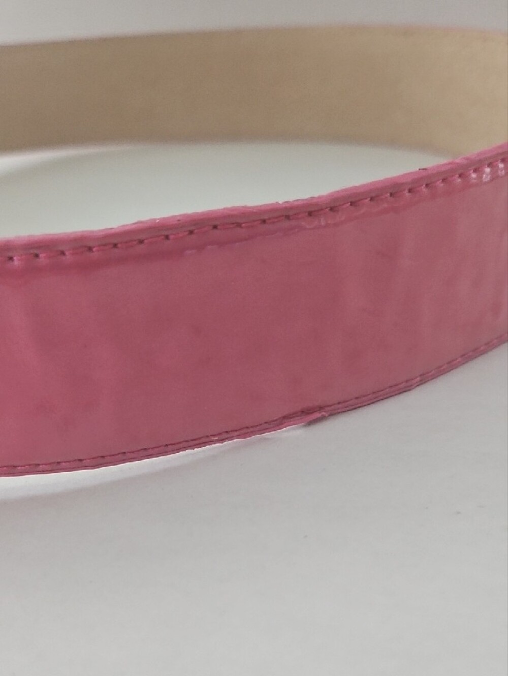 Pink Patent Leather Belt with Enamel Rhinestone Floral Buckle Small - Picture 7 of 7